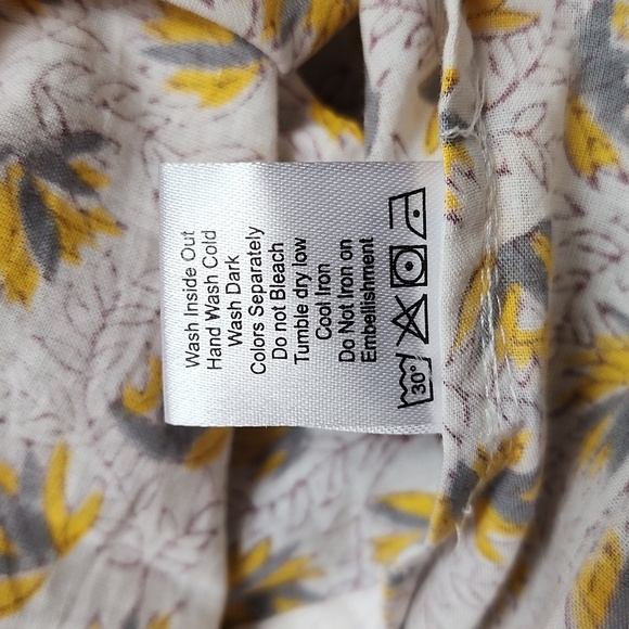 Shade Amour 100% Cotton Tiered Floral Print Tie Front Short Sleeve Mini Dress L - Picture 12 of 12